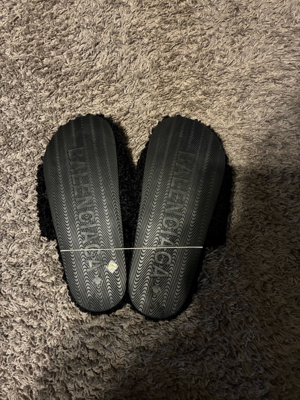 Black Fuzzy Slide Sandals